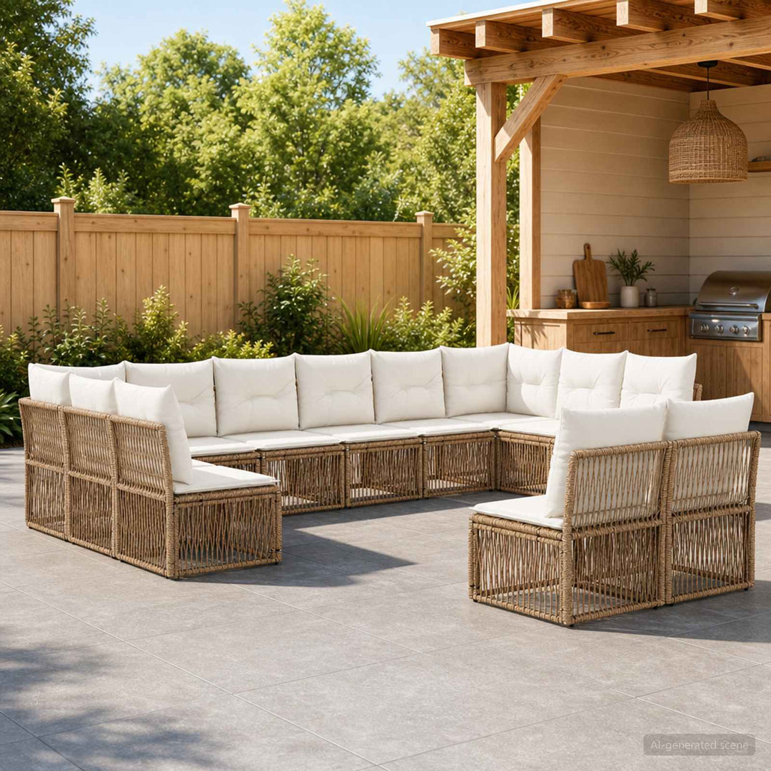 Havesofa Sæt 12 stk. Beige polyrattan