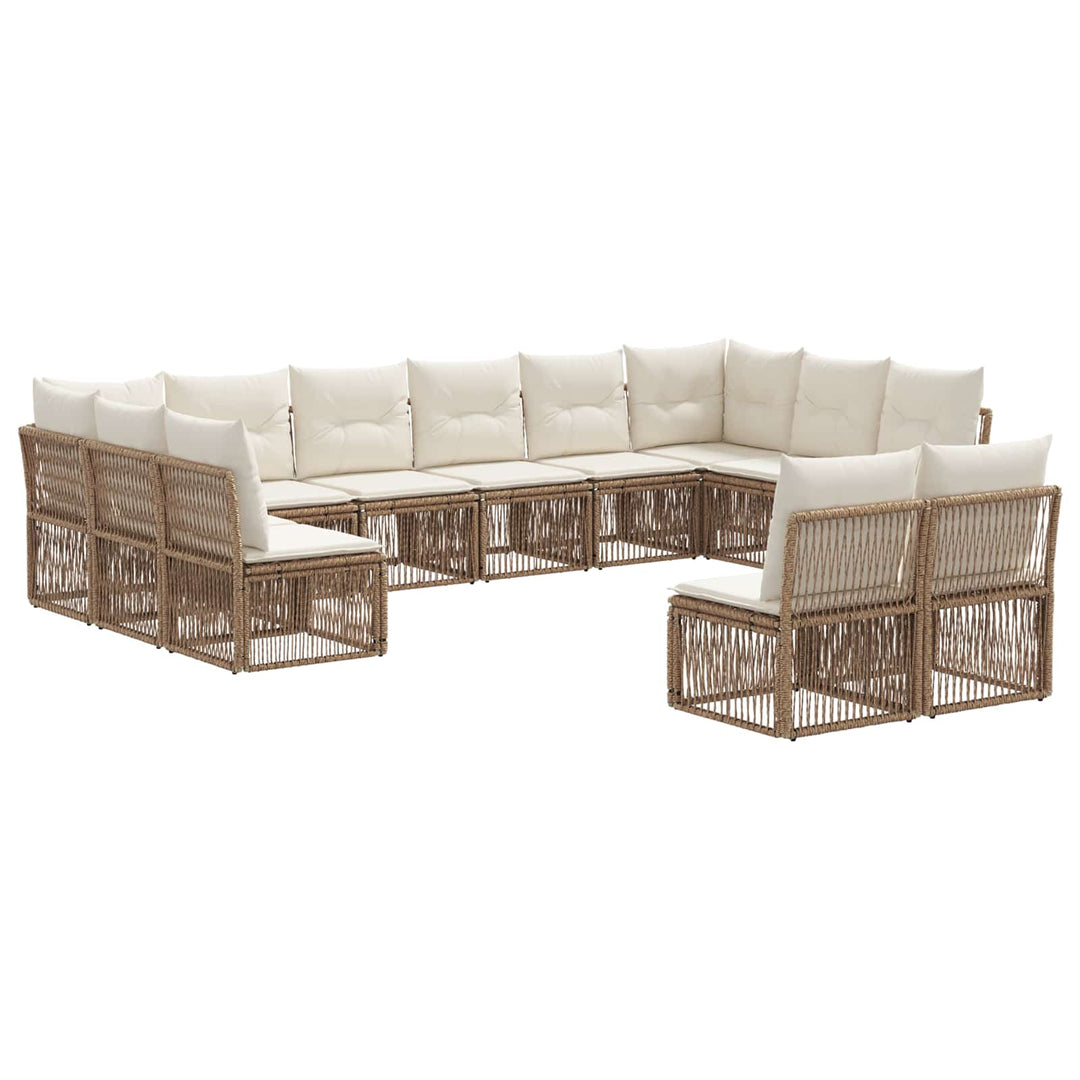 Havesofa Sæt 12 stk. Beige polyrattan