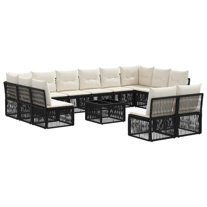 Havesofa Sæt 13 stk. Sort polyrattan