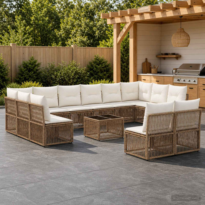 Havesofa Sæt 13 stk. Beige polyrattan