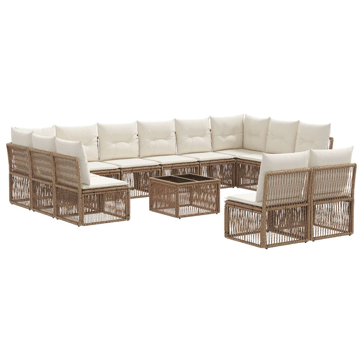 Havesofa Sæt 13 stk. Beige polyrattan