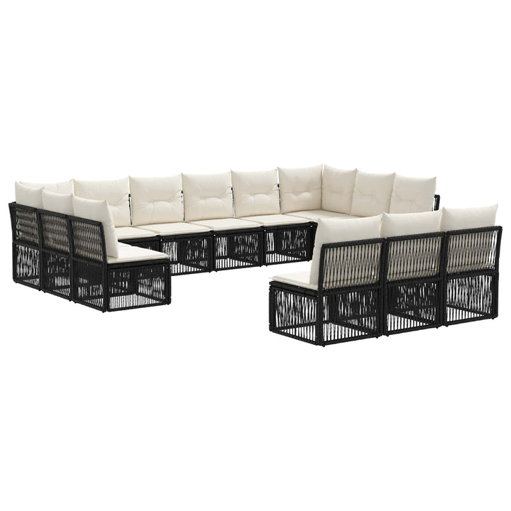 Havesofa Sæt 13 stk. Sort polyrattan