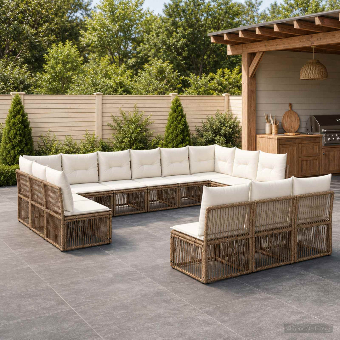 Havesofa Sæt 13 stk. Beige polyrattan