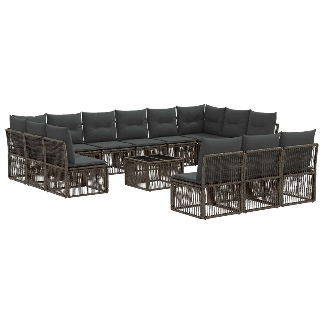 Havesofa Sæt 14 stk. Grå polyrattan