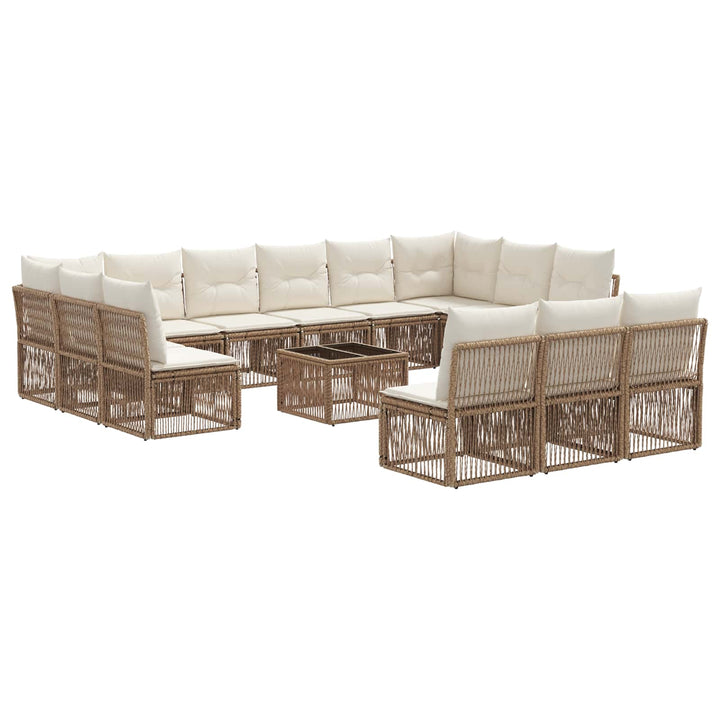 Havesofa Sæt 14 stk. Beige polyrattan