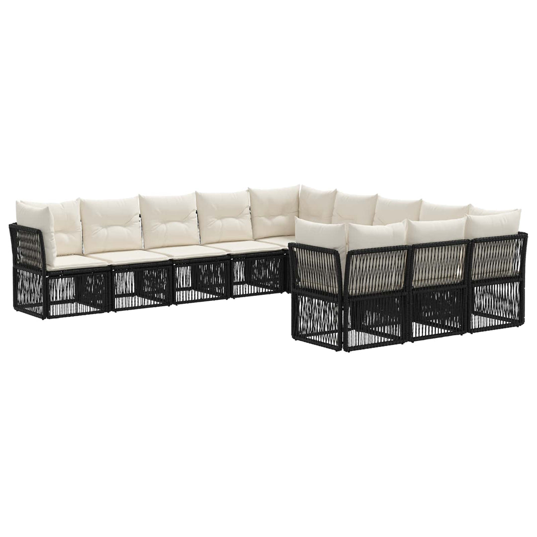 Havesofa Sæt 11 stk. Sort polyrattan