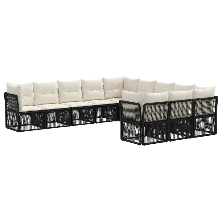 Havesofa Sæt 11 stk. Sort polyrattan