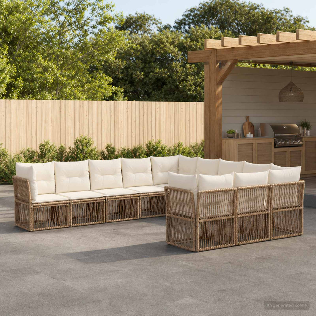 Havesofa Sæt 11 stk. Beige polyrattan