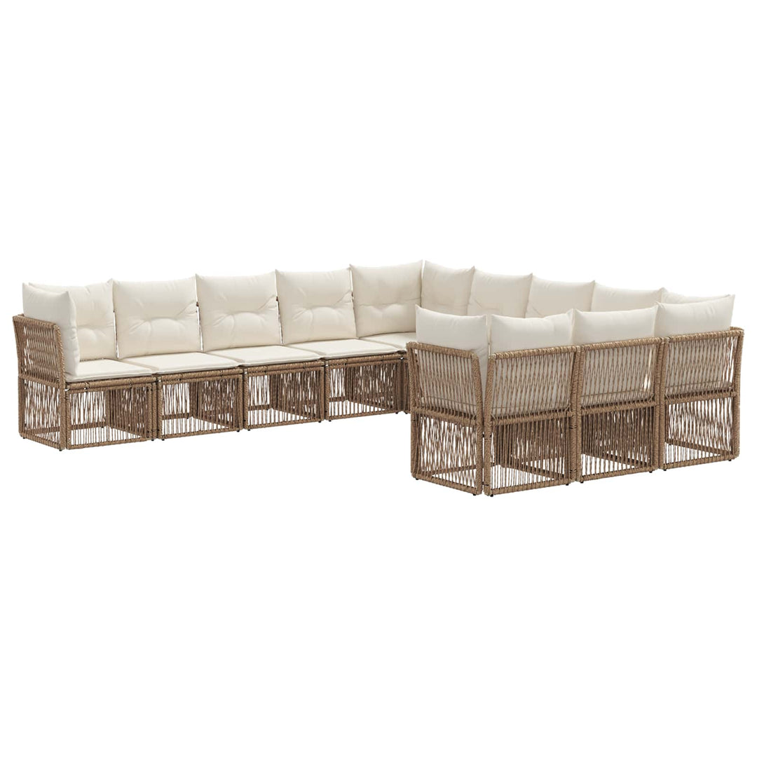 Havesofa Sæt 11 stk. Beige polyrattan