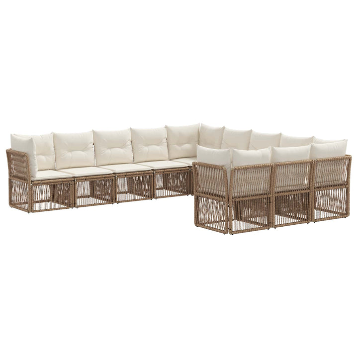 Havesofa Sæt 11 stk. Beige polyrattan