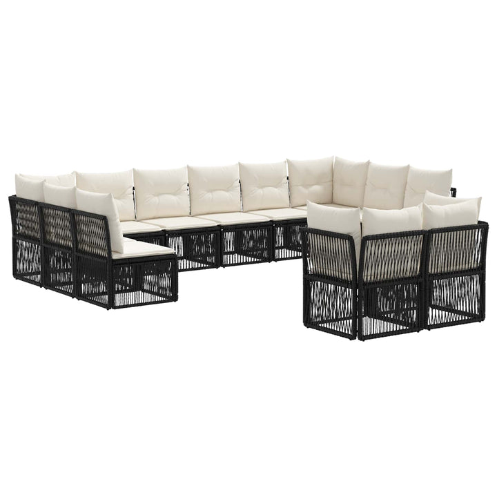Havesofa Sæt 12 stk. Sort polyrattan