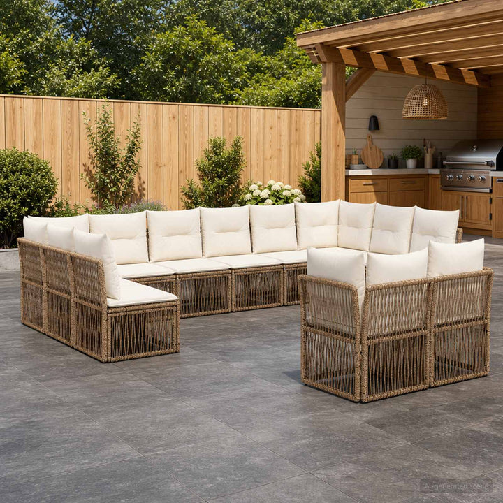 Havesofa Sæt 12 stk. Beige polyrattan