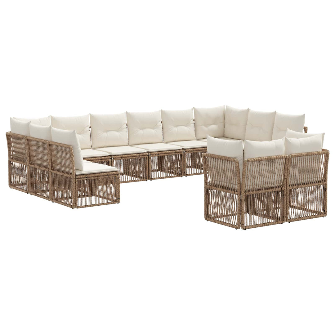 Havesofa Sæt 12 stk. Beige polyrattan