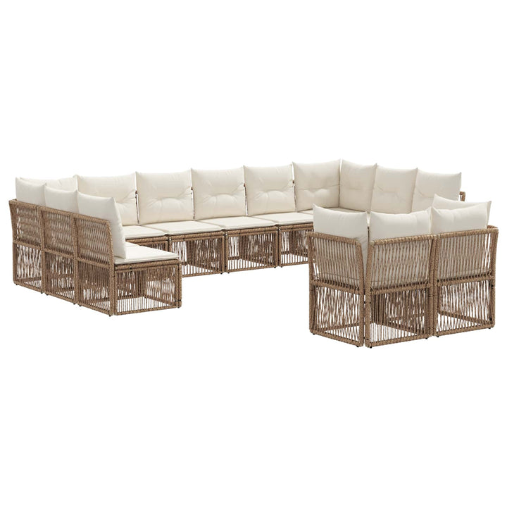 Havesofa Sæt 12 stk. Beige polyrattan