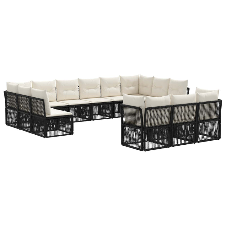 Havesofa Sæt 13 stk. Sort polyrattan
