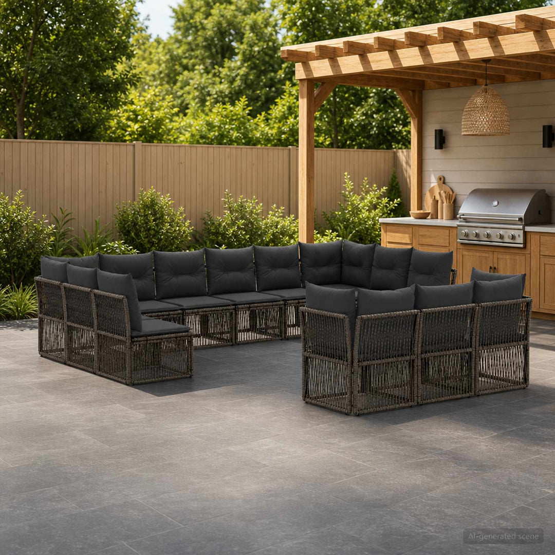 Havesofa Sæt 13 stk. Grå polyrattan