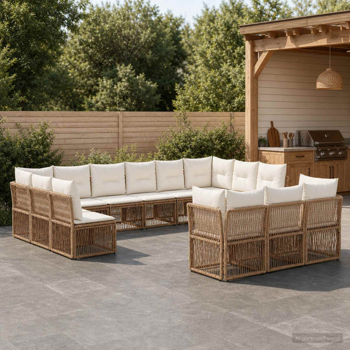 Havesofa Sæt 13 stk. Beige polyrattan