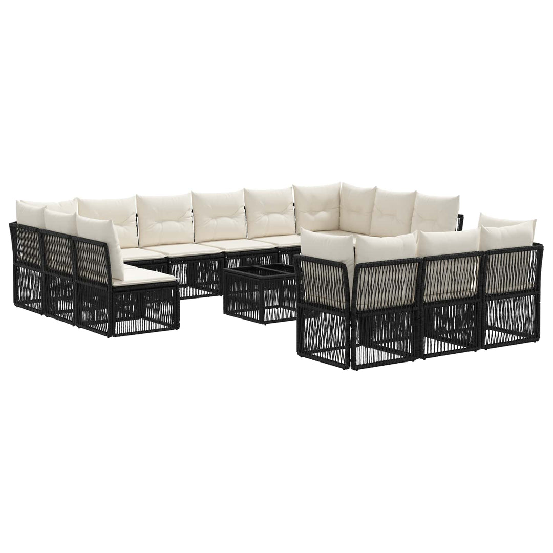 Havesofa Sæt 14 stk. Sort polyrattan