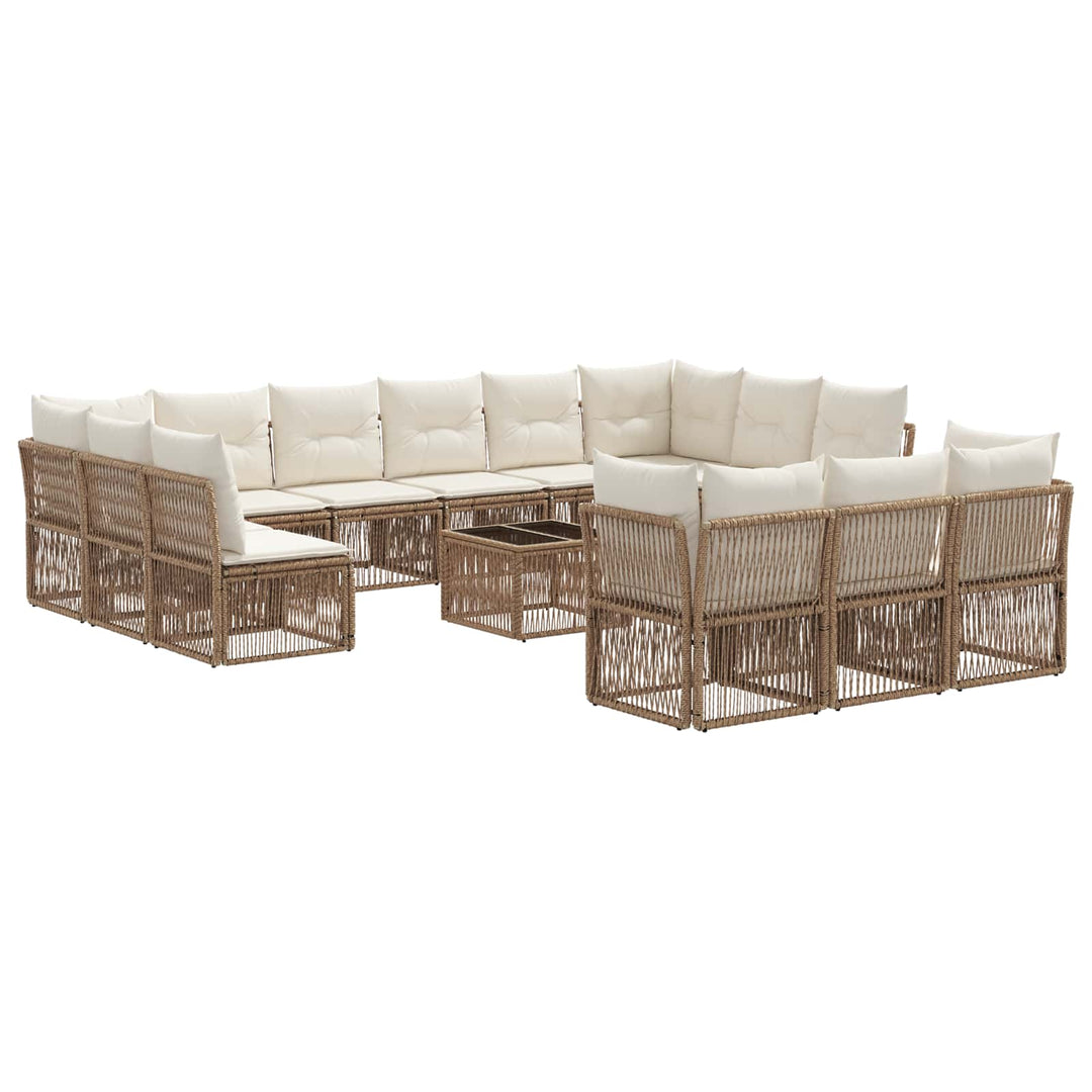 Havesofa Sæt 14 stk. Beige polyrattan