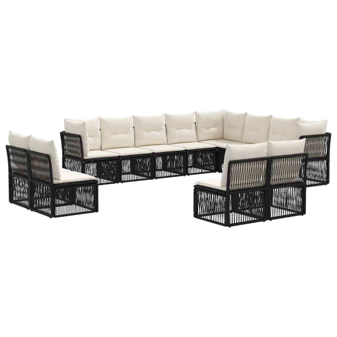 Havesofa Sæt 12 stk. Sort polyrattan