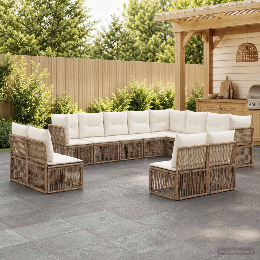Havesofa Sæt 12 stk. Beige polyrattan