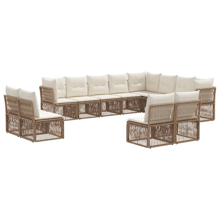 Havesofa Sæt 12 stk. Beige polyrattan