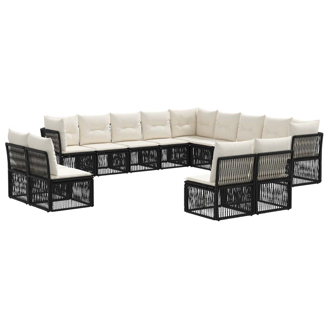 Havesofa Sæt 13 stk. Sort polyrattan