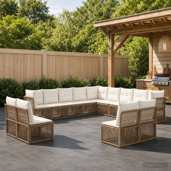 Havesofa Sæt 13 stk. Beige polyrattan