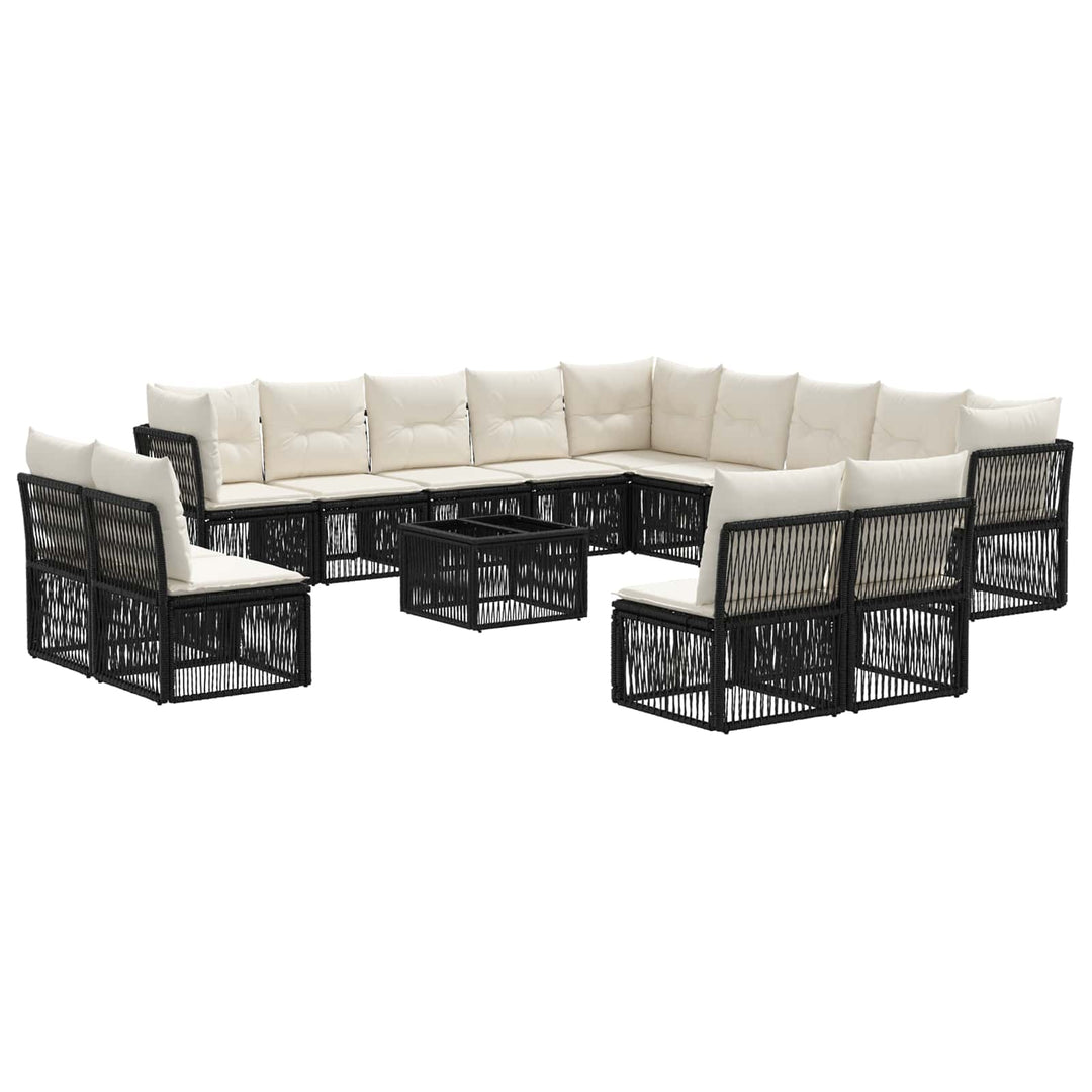 Havesofa Sæt 14 stk. Sort polyrattan
