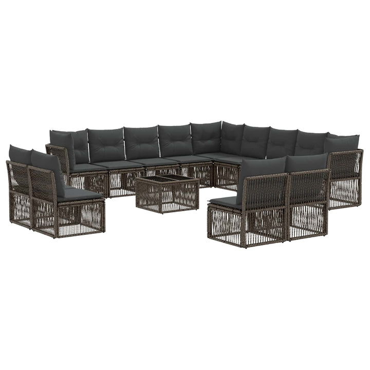 Havesofa Sæt 14 stk. Grå polyrattan
