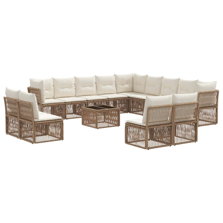 Havesofa Sæt 14 stk. Beige polyrattan