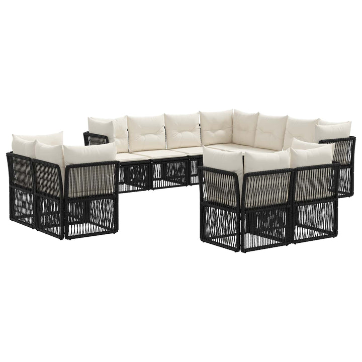 Havesofa Sæt 11 stk. Sort polyrattan