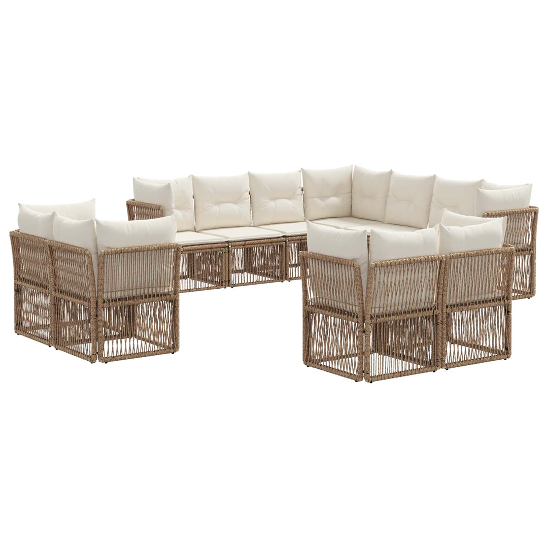 Havesofa Sæt 11 stk. Beige polyrattan