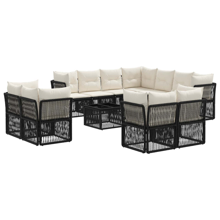 Havesofa Sæt 12 stk. Sort polyrattan