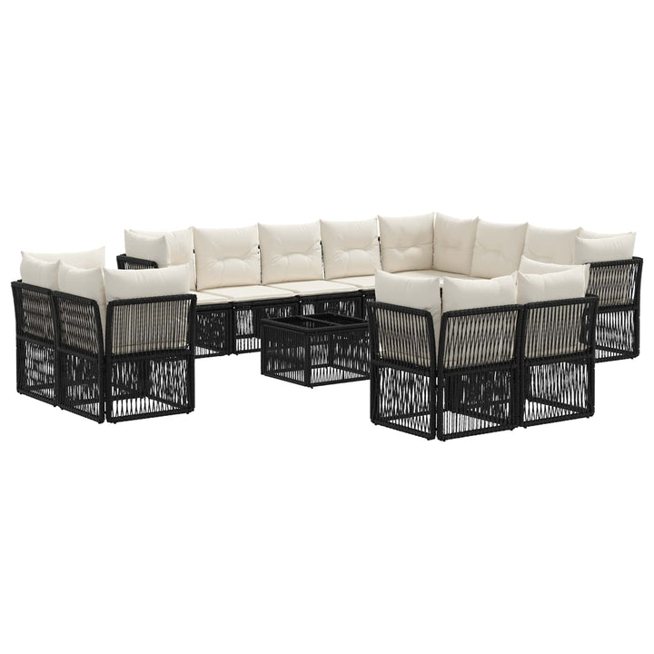 Havesofa Sæt 13 stk. Sort polyrattan