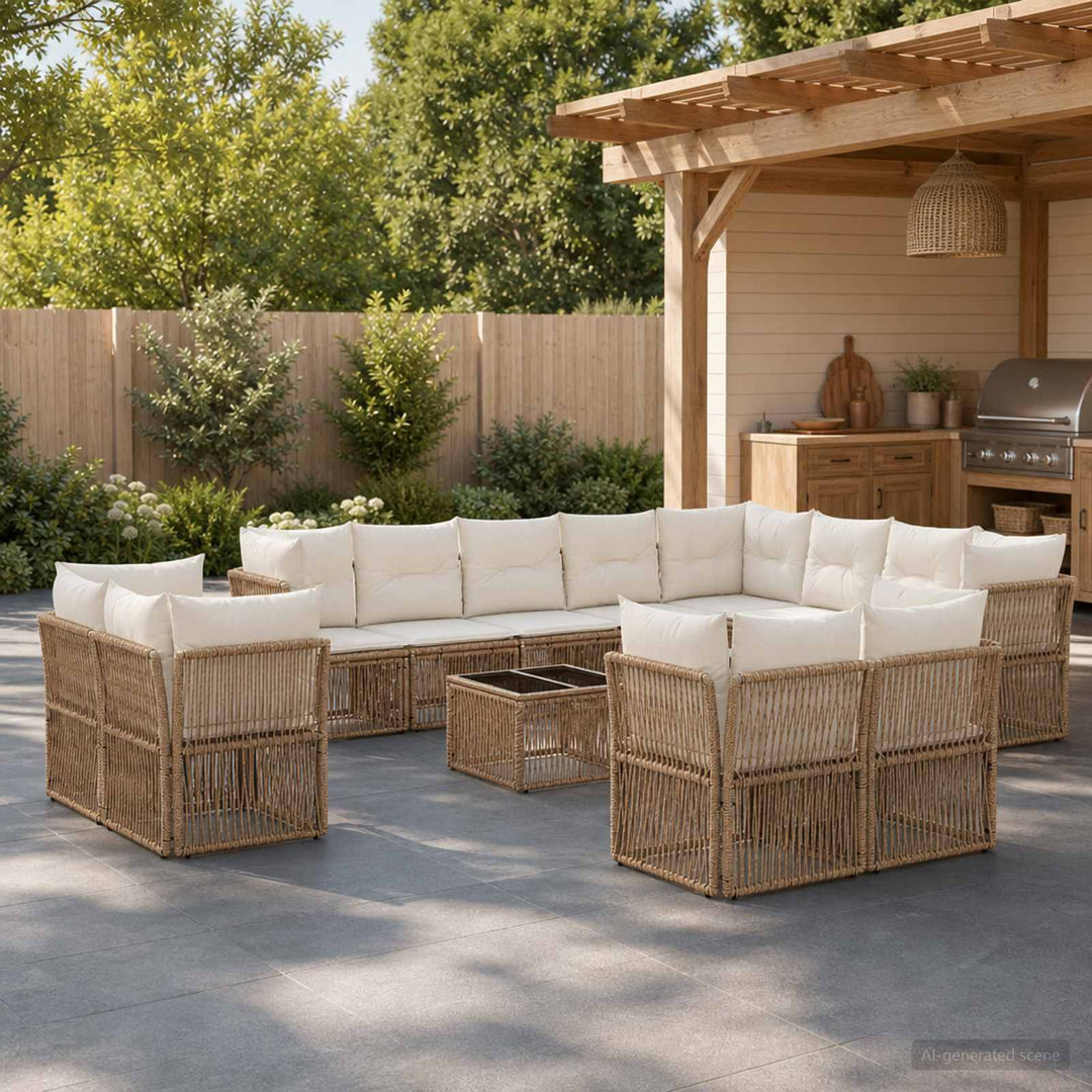 Havesofa Sæt 13 stk. Beige polyrattan
