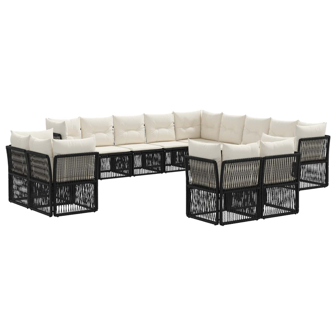 Havesofa Sæt 13 stk. Sort polyrattan