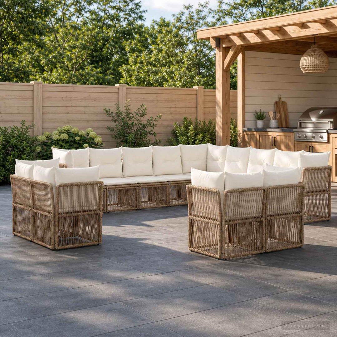 Havesofa Sæt 13 stk. Beige polyrattan
