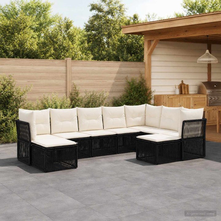 Havesofa Sæt 9 stk. Sort polyrattan