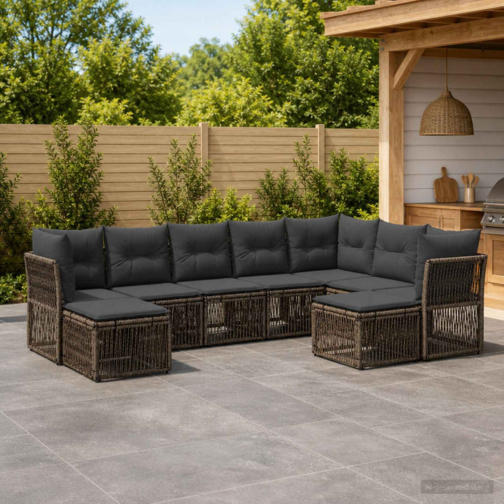 Havesofa Sæt 9 stk. Grå polyrattan