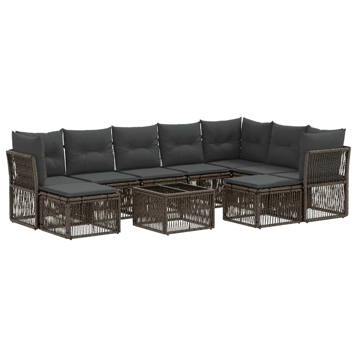 Havesofa Sæt 10 stk. Grå polyrattan