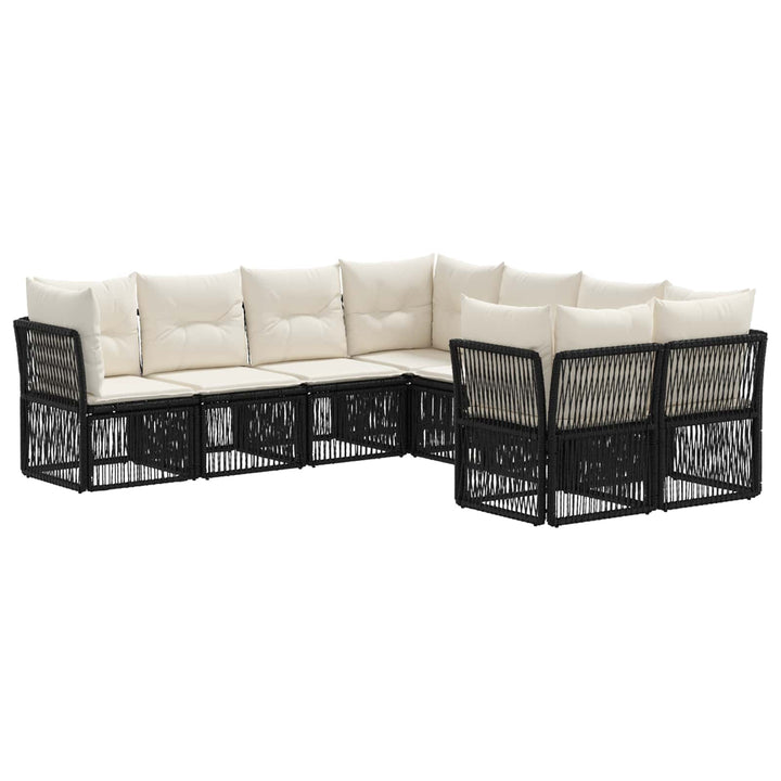 Havesofa Sæt 8 stk. 8-Antal sæder Sort polyrattan