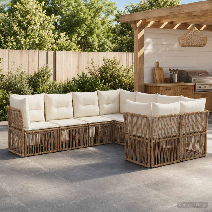 Havesofa Sæt 8 stk. 8-Antal sæder Beige polyrattan