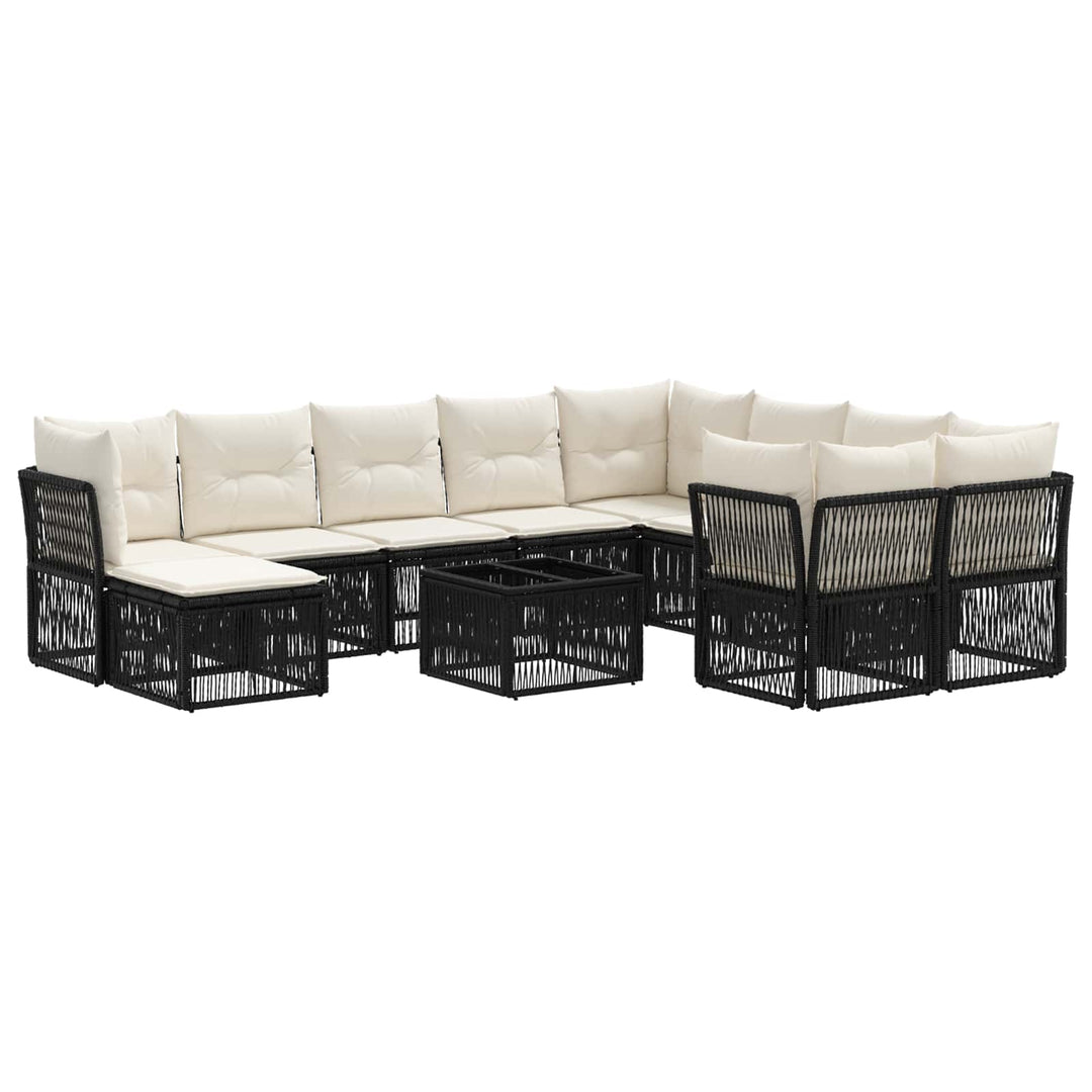 Havesofa Sæt 11 stk. Sort polyrattan