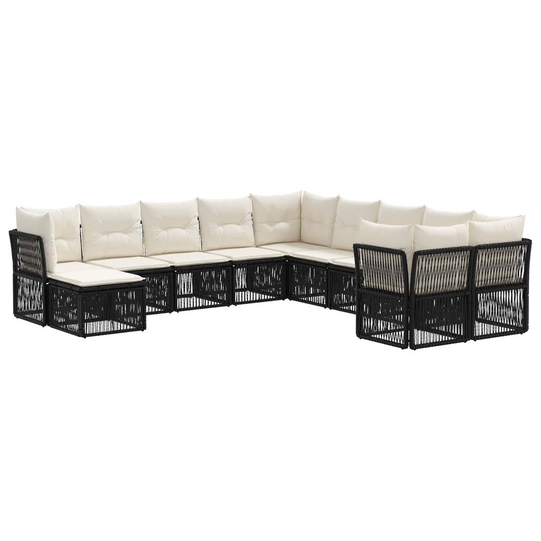 Havesofa Sæt 11 stk. Sort polyrattan