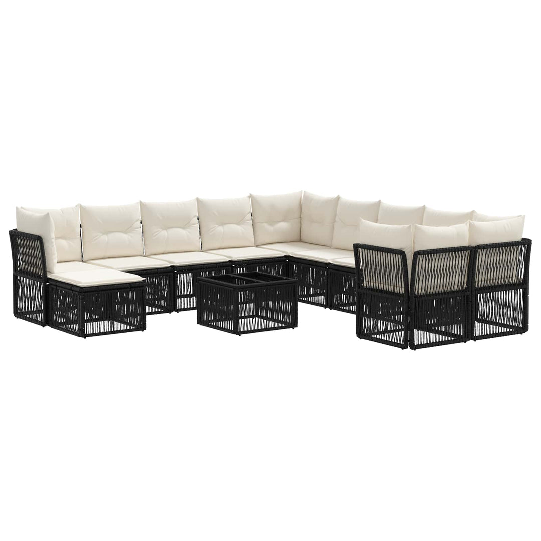 Havesofa Sæt 12 stk. Sort polyrattan