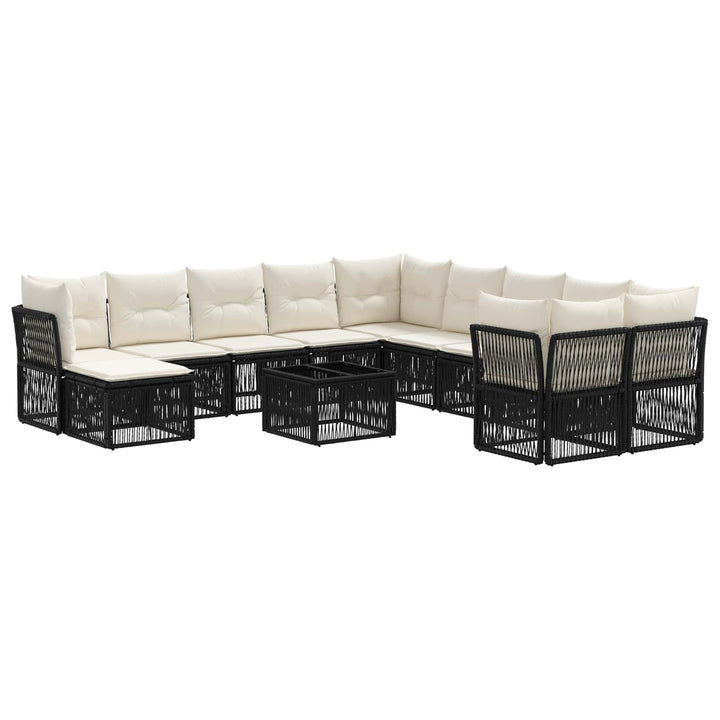 Havesofa Sæt 12 stk. Sort polyrattan