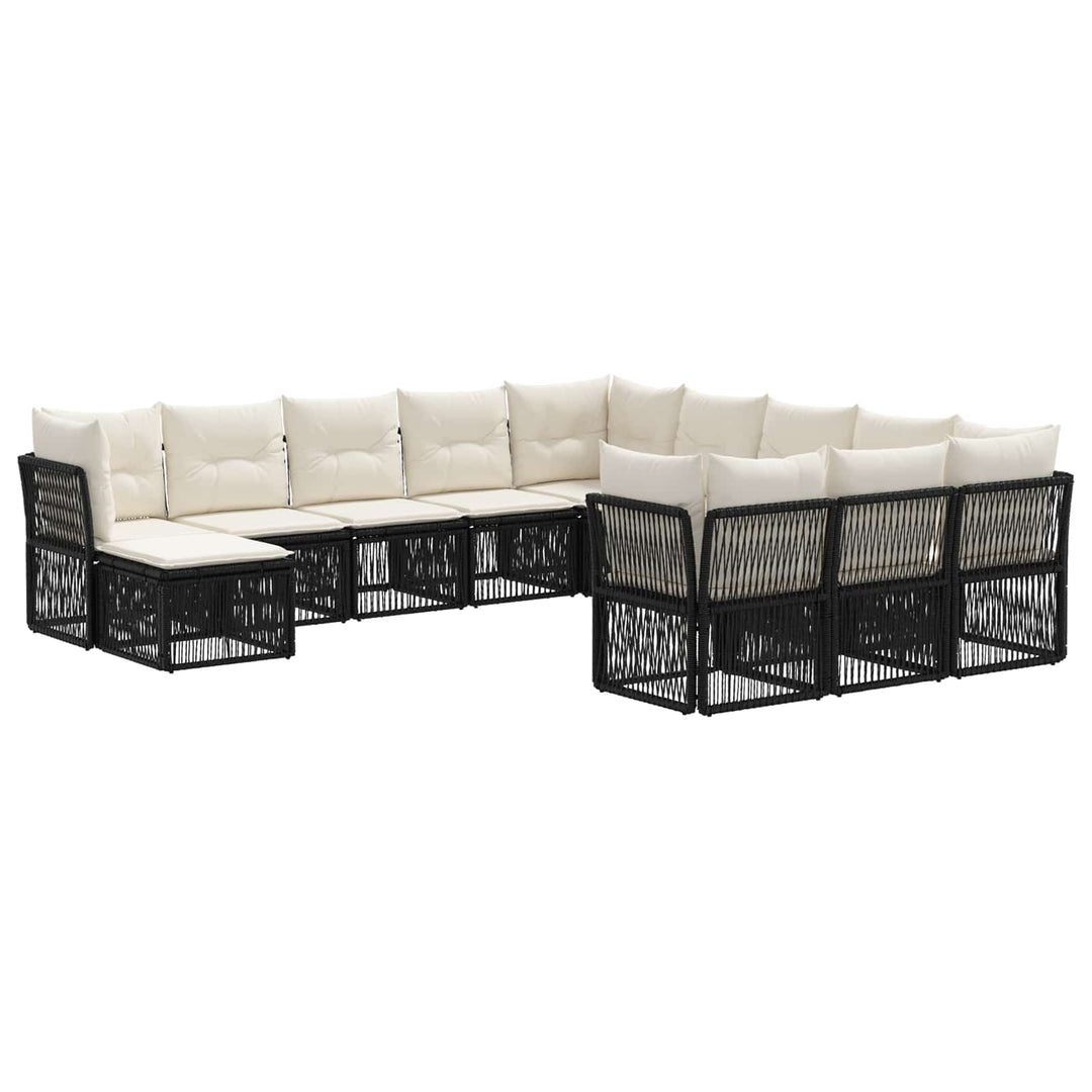 Havesofa Sæt 12 stk. Sort polyrattan