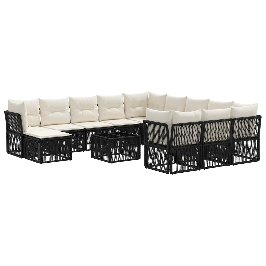 Havesofa Sæt 13 stk. Sort polyrattan