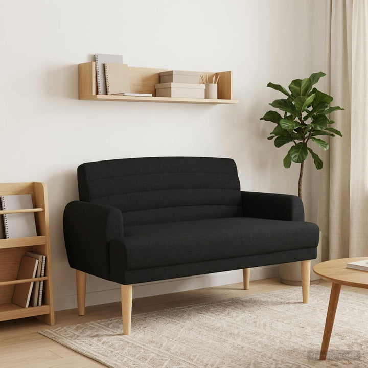 Lænestol med knap tufting Sort 116 x 67 x 80 cm Stof